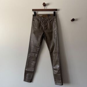 AG ADRIANO GOLDSCHMIED THE FARRAH FAUX LEATHER HI-RISE SKINNY JEANS SIZE 24
